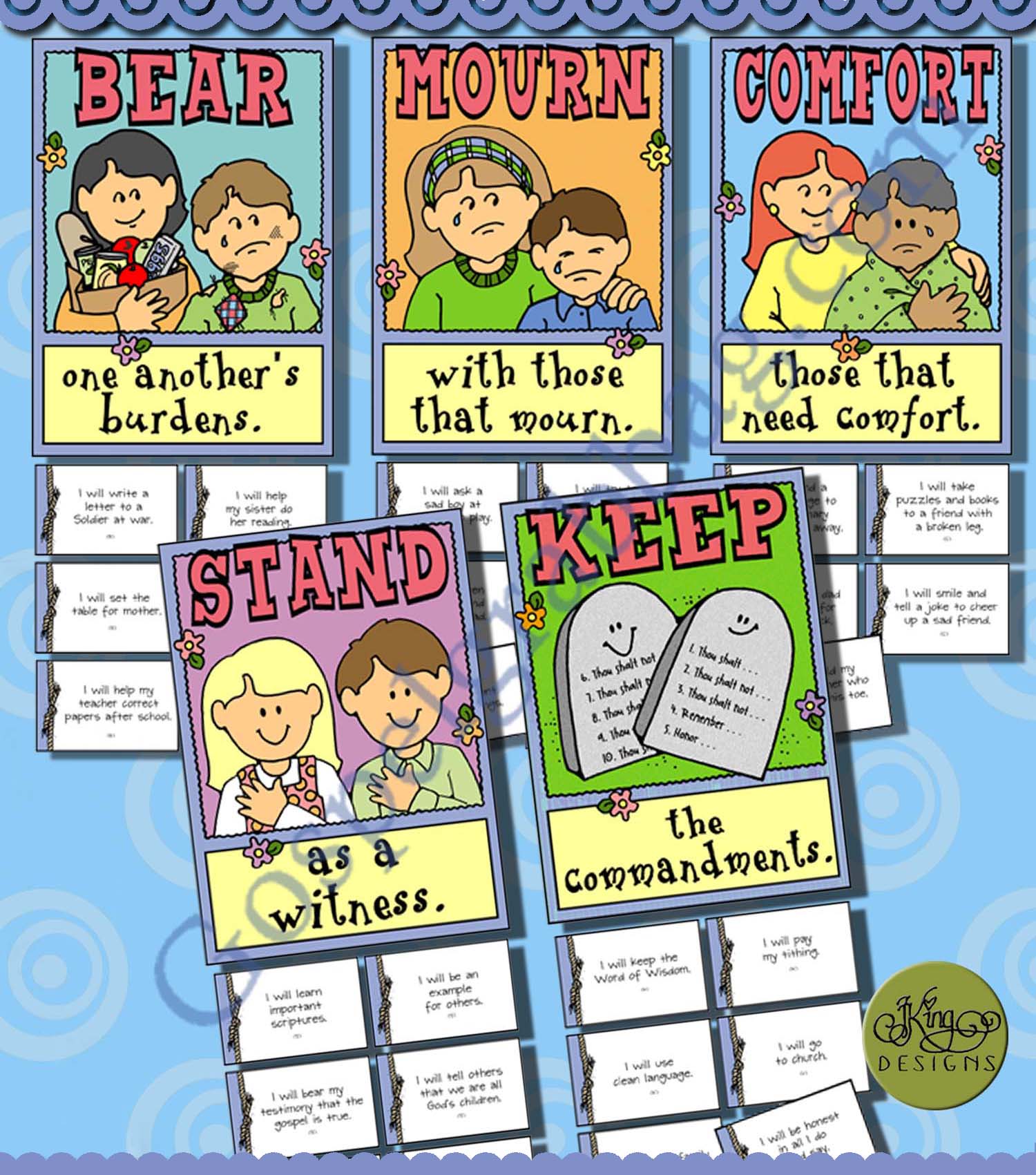 BAPTISM PROMISES: Lesson Activity - Baptism Promises match game, Mosiah  18:8-10, baptismal covenants - Gospel Grab Bag, image size:1500x1701