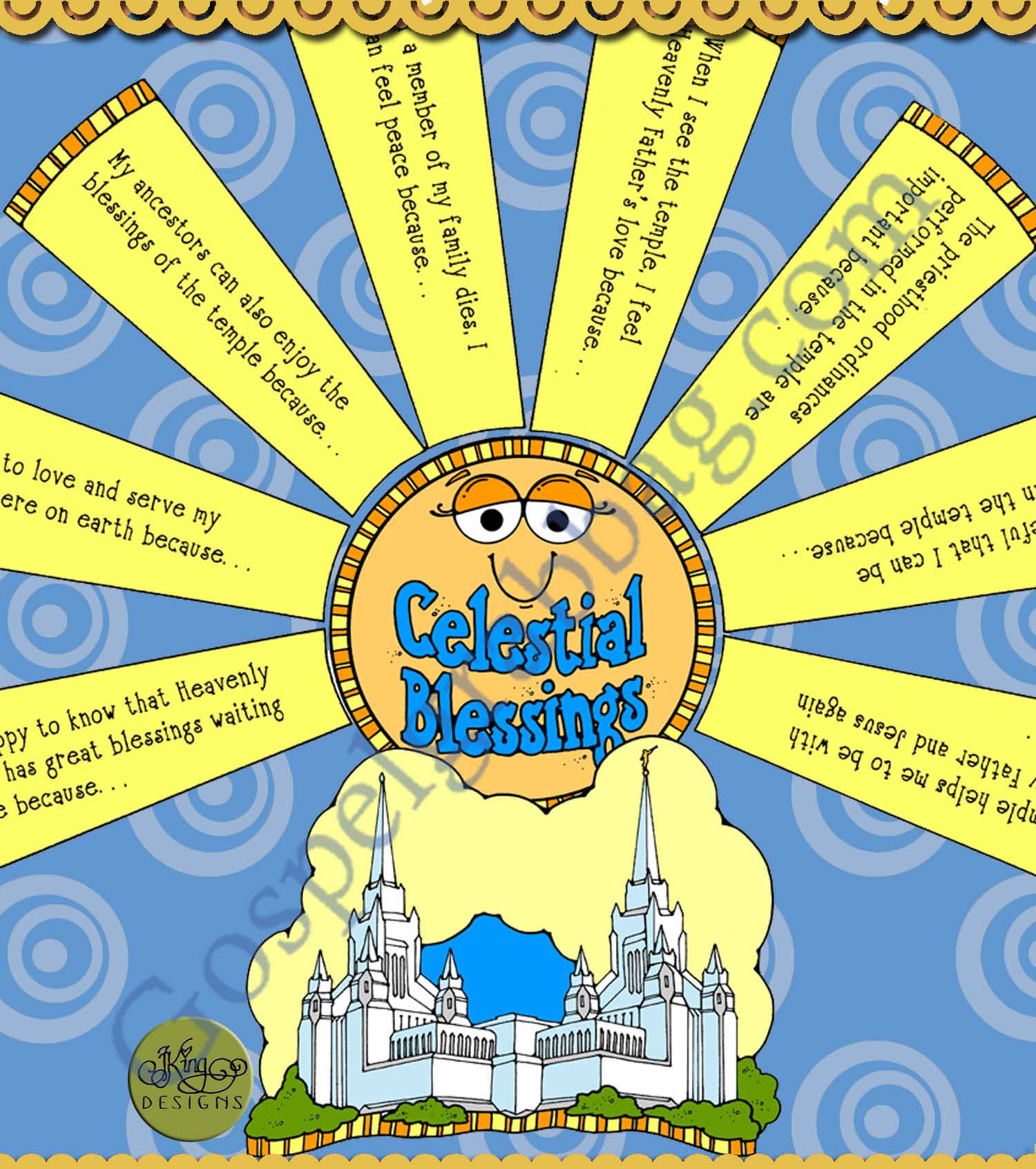 Temple Ordinances - Primary Sharing Time Activity: Celestial Blessings, image size:1500x1693