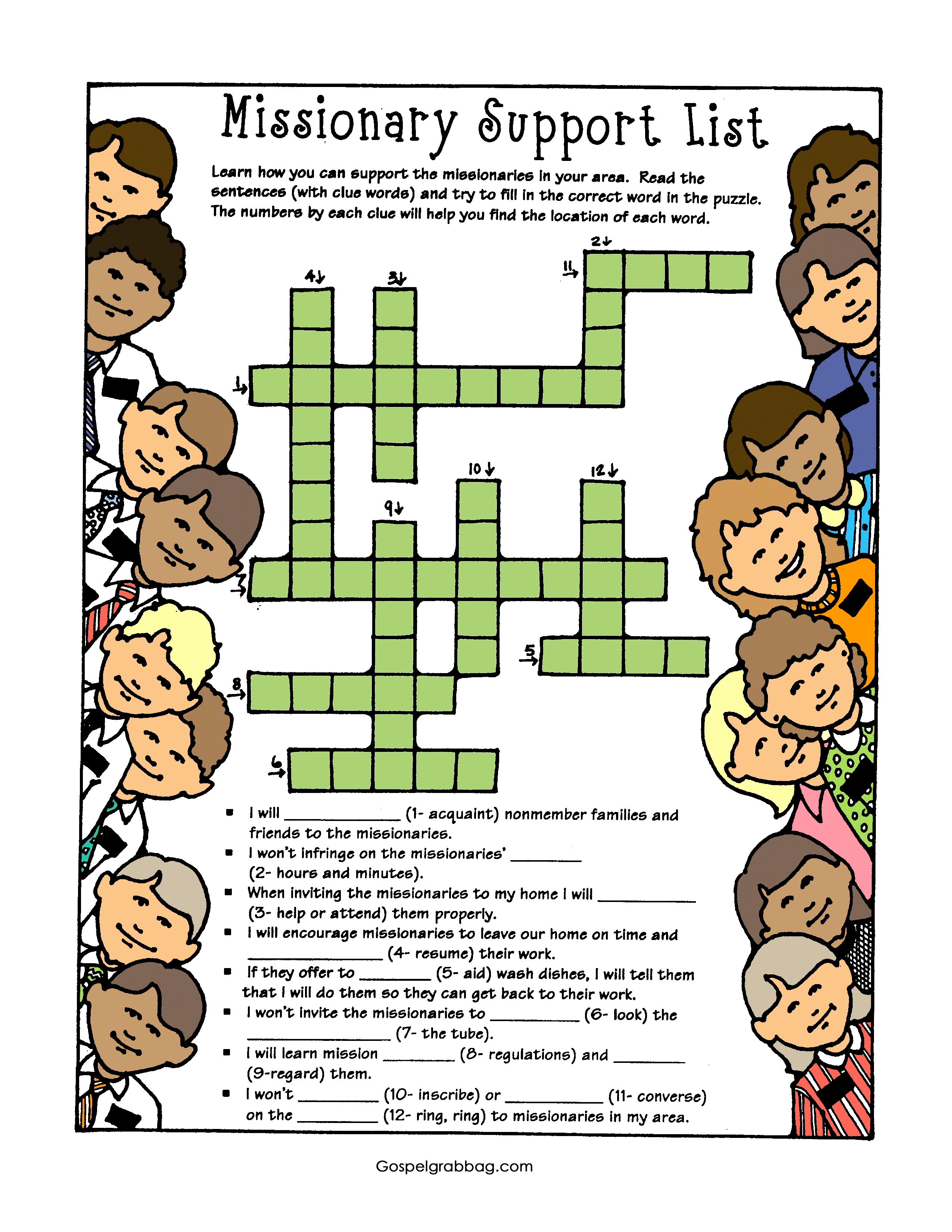Missionary Work Teaching Lds Lesson Activity Missionary Suport Crossword December Come