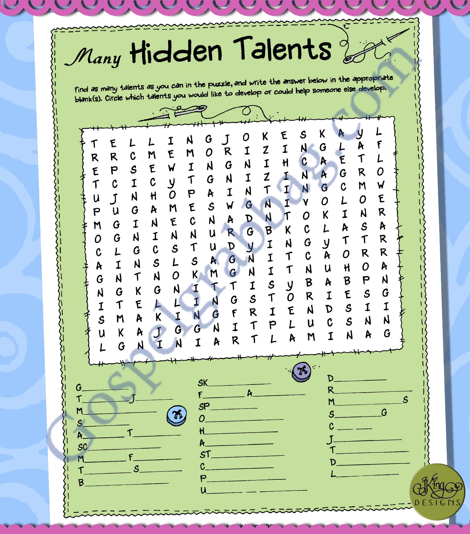 Special Talents Crossword