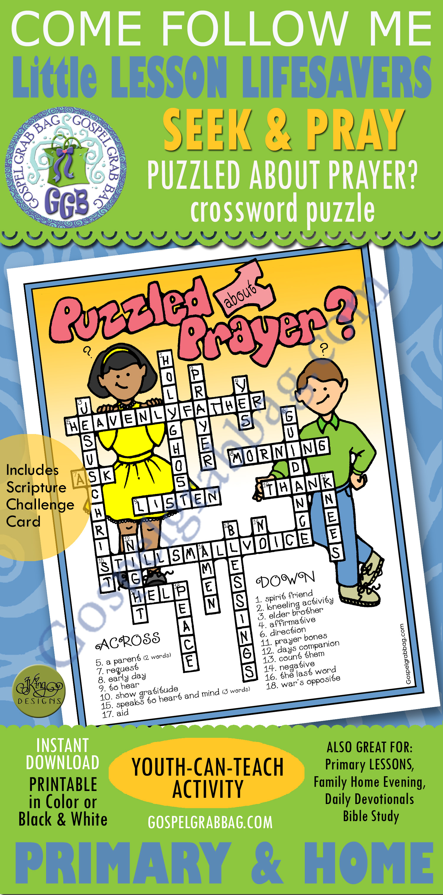 PRAYER Lesson Lifesaver Activity: Puzzled About Prayer (crossword