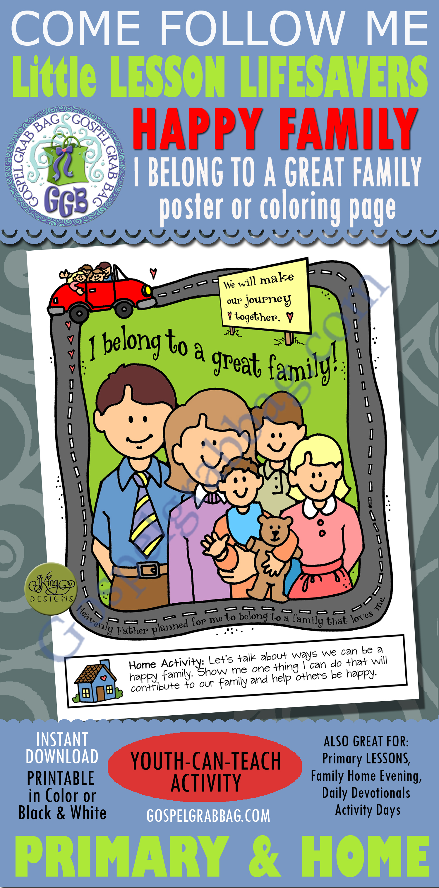 I belong to a great family! poster or coloring page