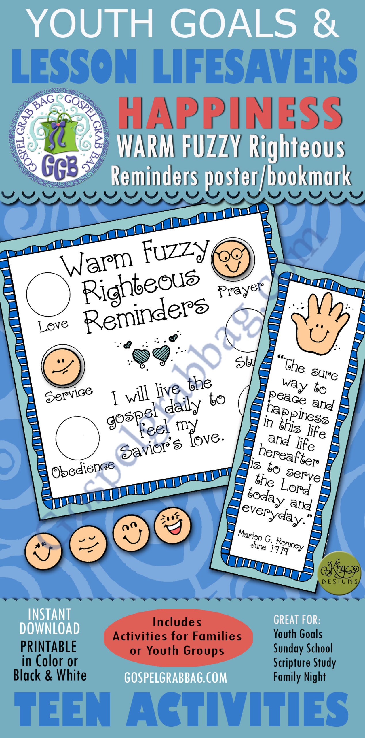 WARM FUZZY RIGHTEOUS REMINDERS poster and bookmark