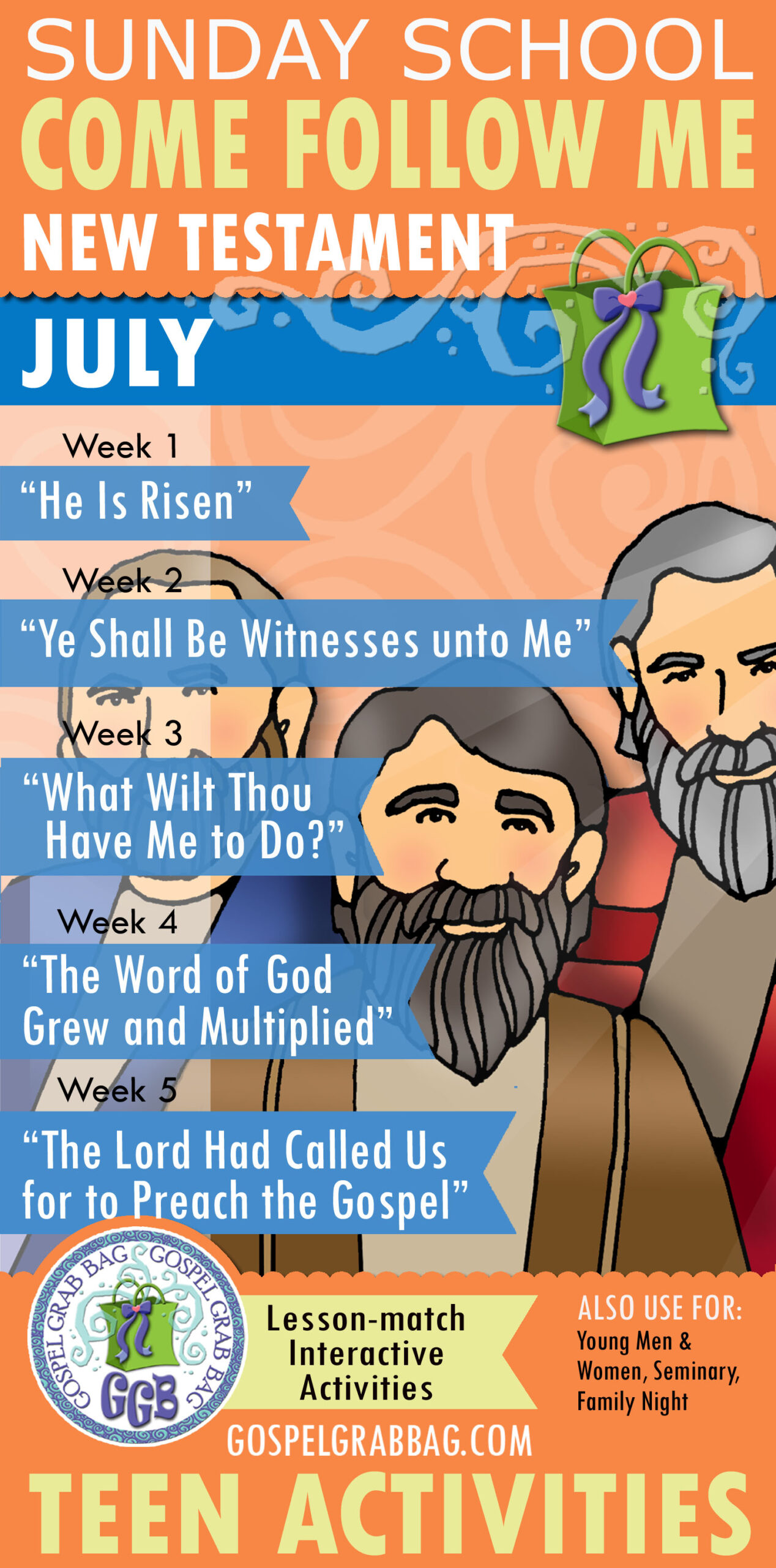 SUNDAY SCHOOL Come Follow Me Interactive Activities – JULY (week 1) New ...