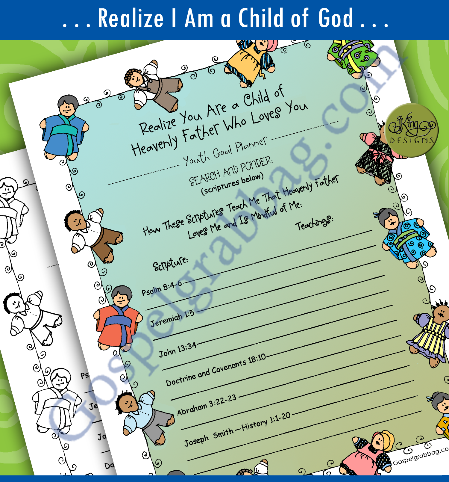 YOUTH GOAL PLANNER - Individual Worth #1 "Realize You Are a Child of Heavenly Father Who Loves You"