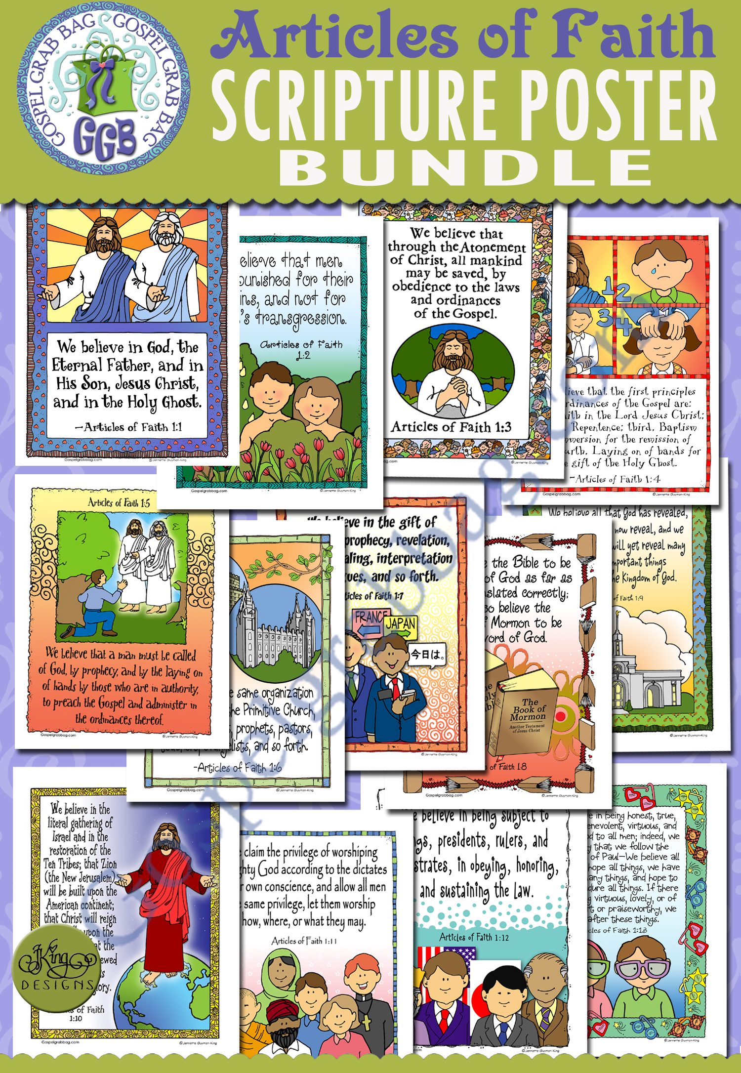 13 Articles of Faith BUNDLE memorization scripture posters and cards